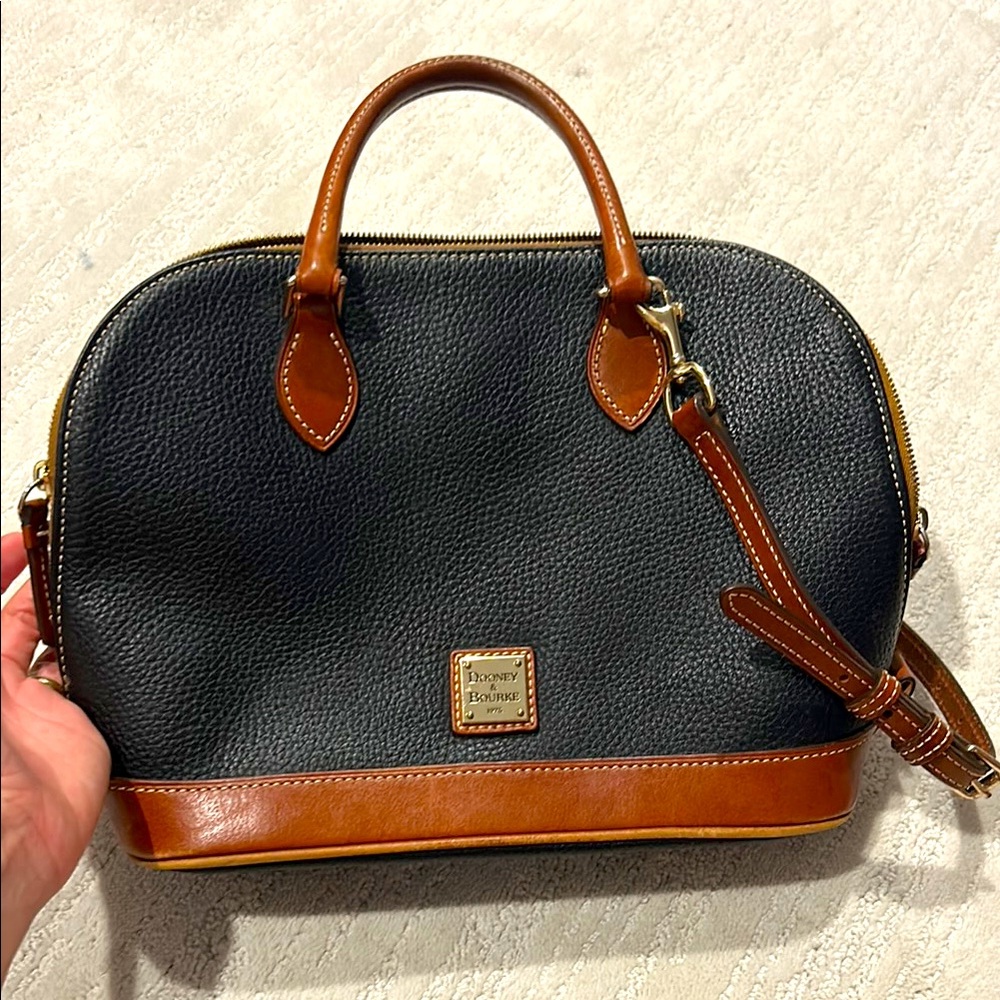 Dooney & Bourke Bitsy Bag Satchel Handbag Pebble Leather Black Brown